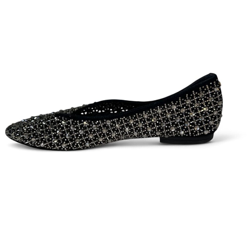 Birdies Women's Goldfinch Pointed Toe Suede Ballet Flat in Pewter Crystal 8.5 - Picture 10 of 16